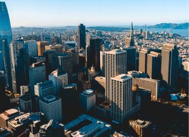 Aerial view of the downtown San Francisco skyline