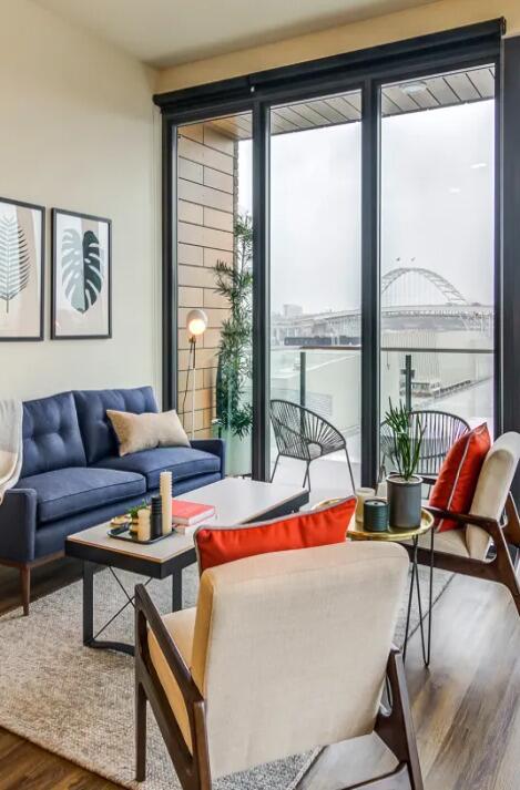 Living room at The Carson in Portland, Oregon